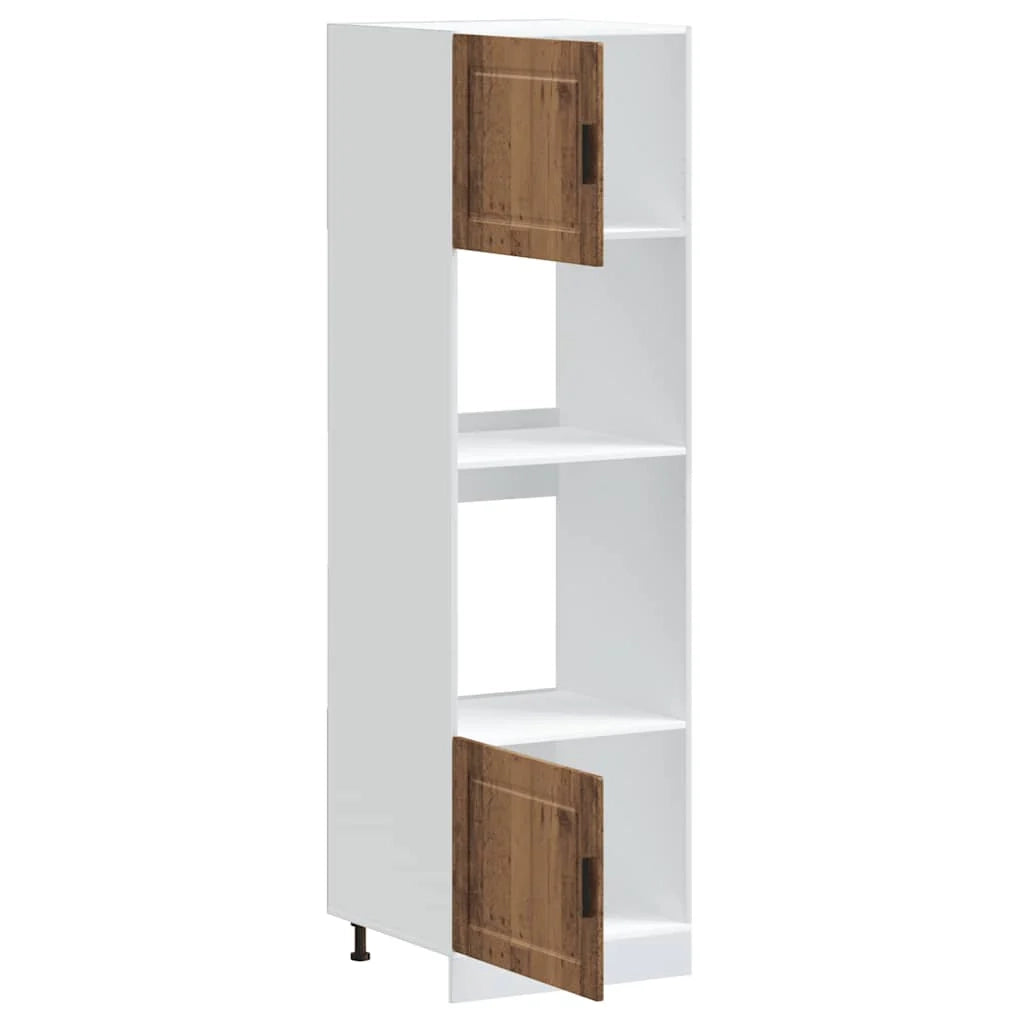 Set di 2 mobili da forno classici con piedini regolabili 60 x 57 x 207 cm legno ingegnerizzato finitura legno invecchiato 02_0055724