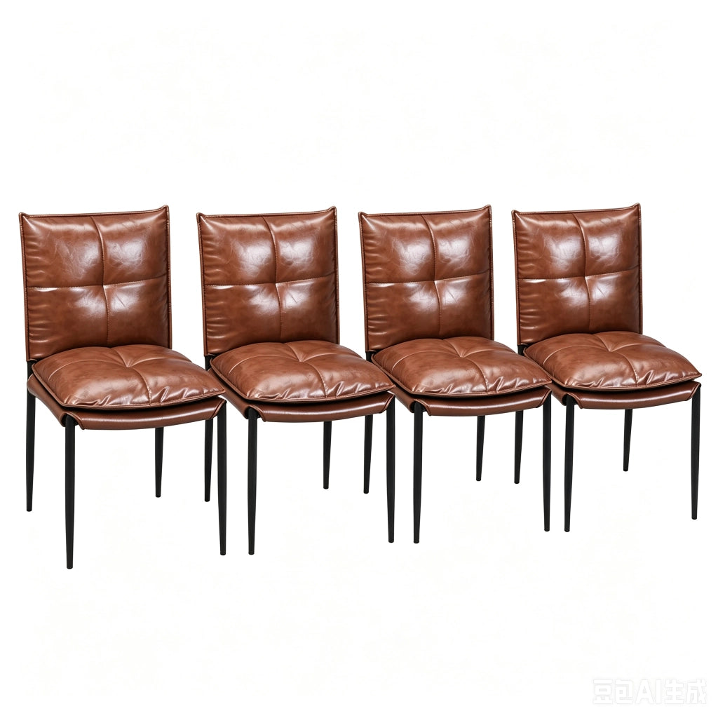 SEDIA da pranzo imbottita Set da 4 pezzi 48x55x87 cm Marrone/Nero