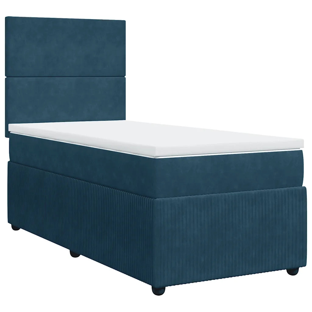 Giroletto a Molle con Materasso Blu Scuro 90x190 cm in Velluto