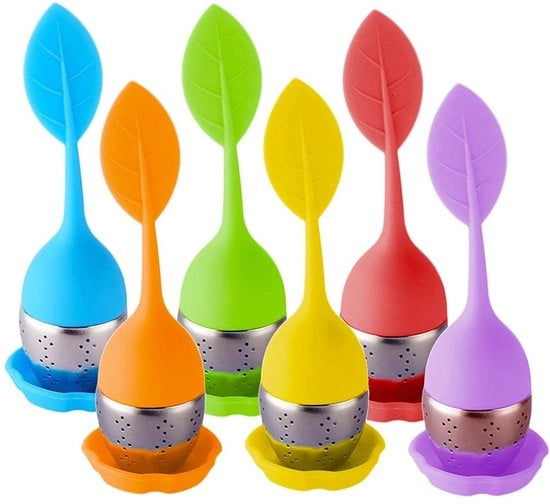 Set di filtri per tè 6 pezzi - Silicone/Tè zeef - Uovo per tè da tazza - Acciaio inox - Set di regali creativi - Design elegante