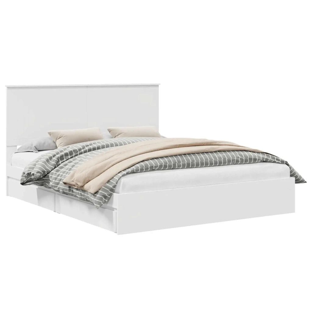 Letto con Contenitore Bianco 160 x 200 cm Legno multistrato
