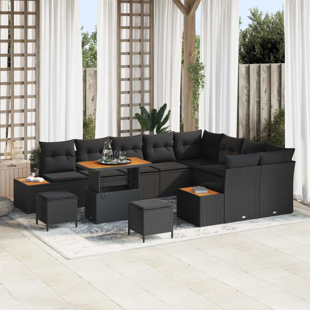 Set Divano da Giardino 12 pcs Nero polyrattan 3362954