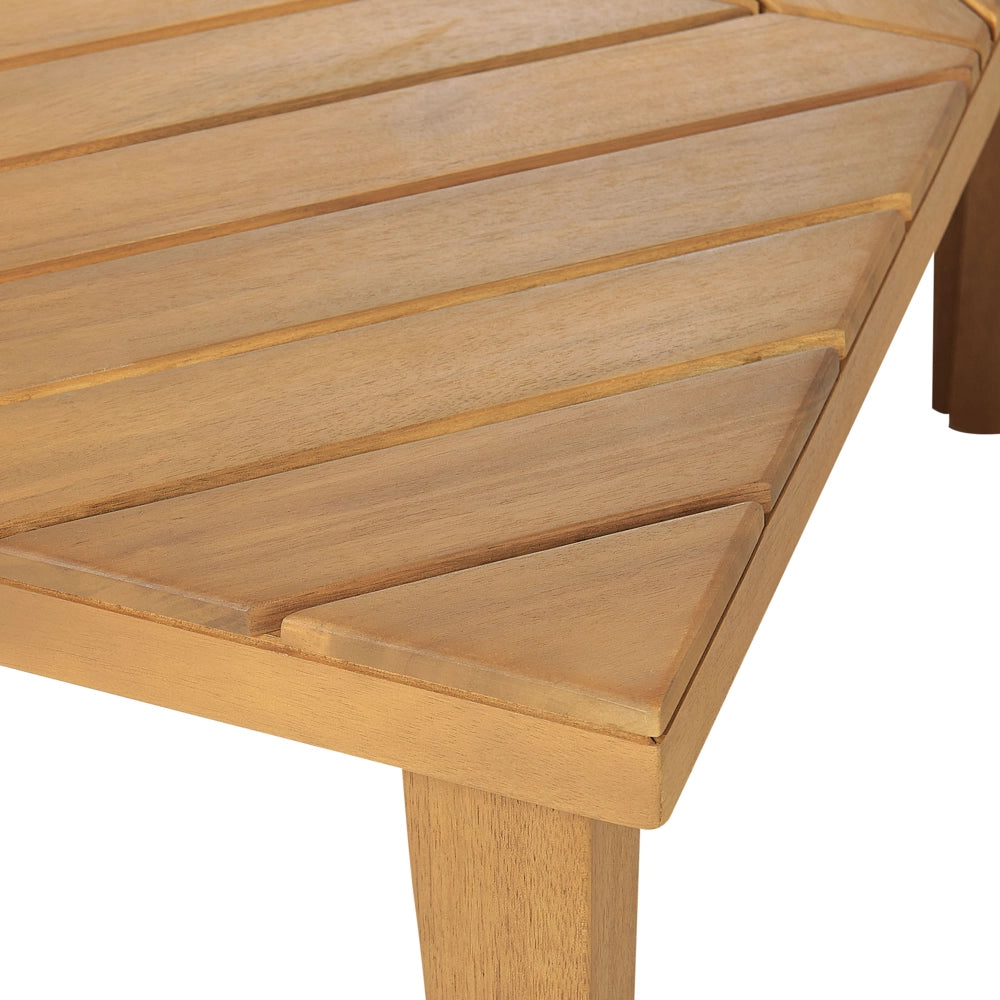 Poltrone da giardino in legno di acacia con tavolino cuscini schienale in poliestere beige chiaro interno esterno