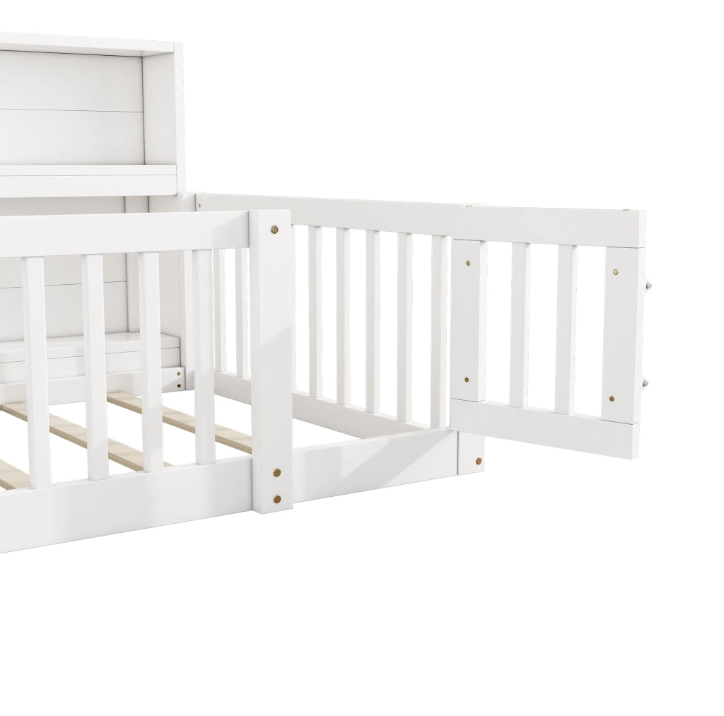 Letto daybed 90x200 cm con sponde di sicurezza e vani laterali