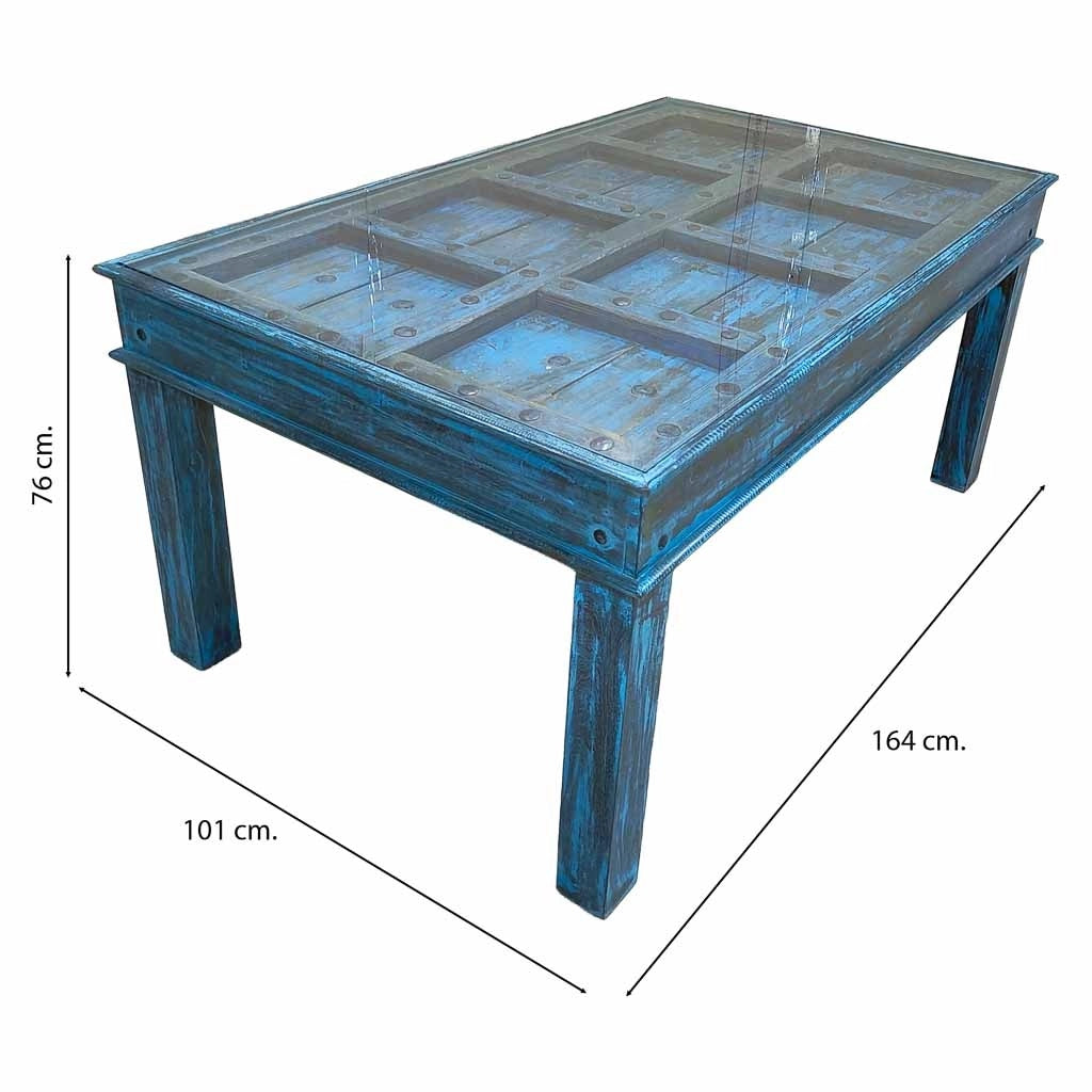 Tavolo in legno fatto a mano 164x101x76h cm