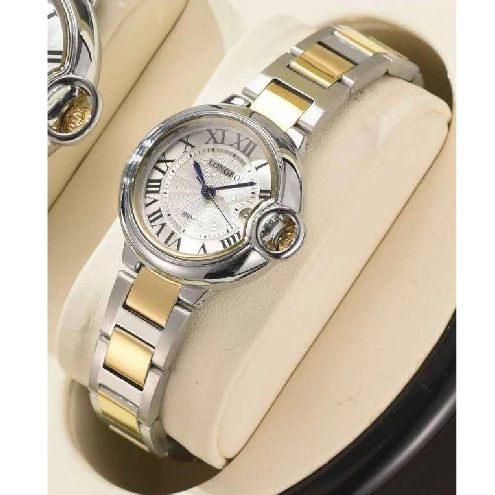 Trade Shop - Orologio Da Polso Uomo Donna Longbo 80771 Quarzo Data Impermeabile Silver Dorato -   -donna    -