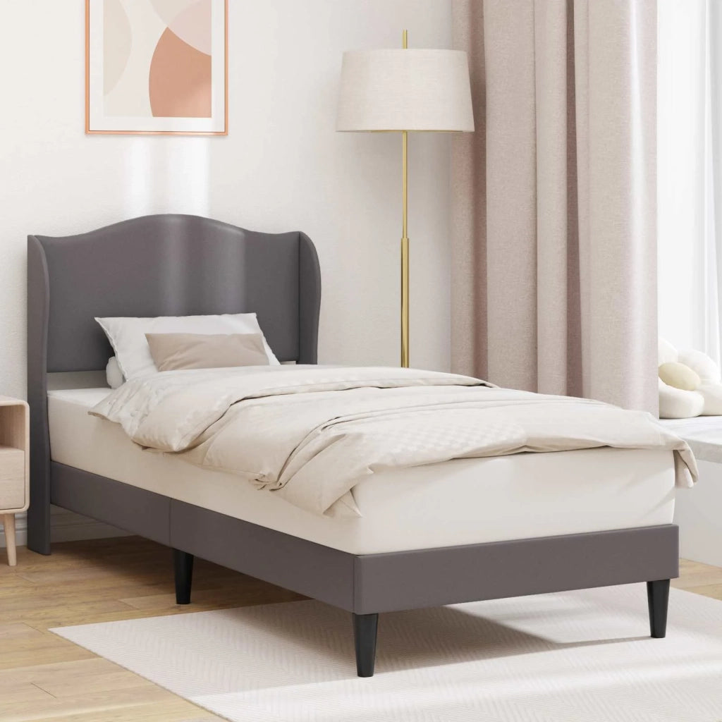Struttura del letto con testiera Grigio 90 x 190 cm Similpelle 42027837