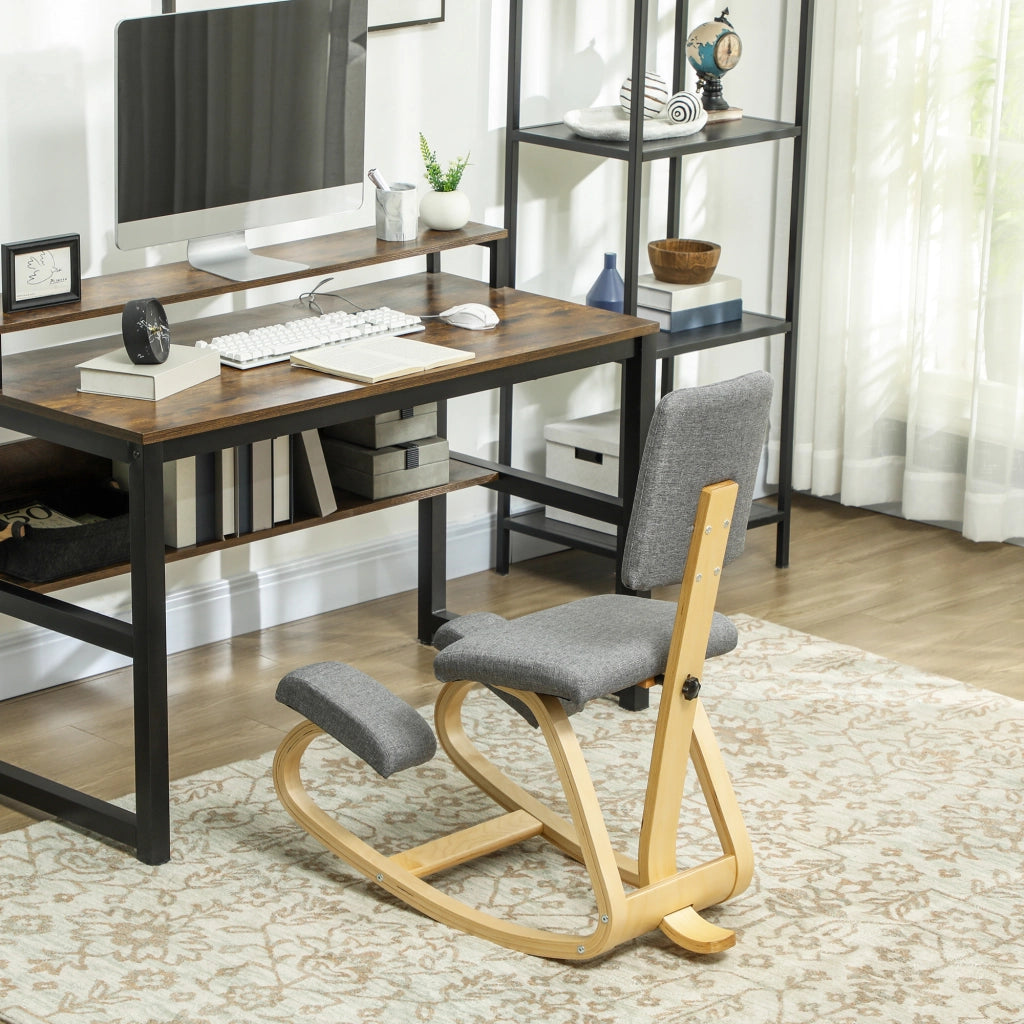 Sedia Ergonomica in Ginocchio con Schienale Imbottito ¨C Zephmum ¨C Grigio Legno