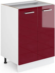 Mobiletto base cucina R-Line, Rosso lucido, 60 cm senza piano di lavoro, per la libera combinazione all'interno di sistemi cucina modulari