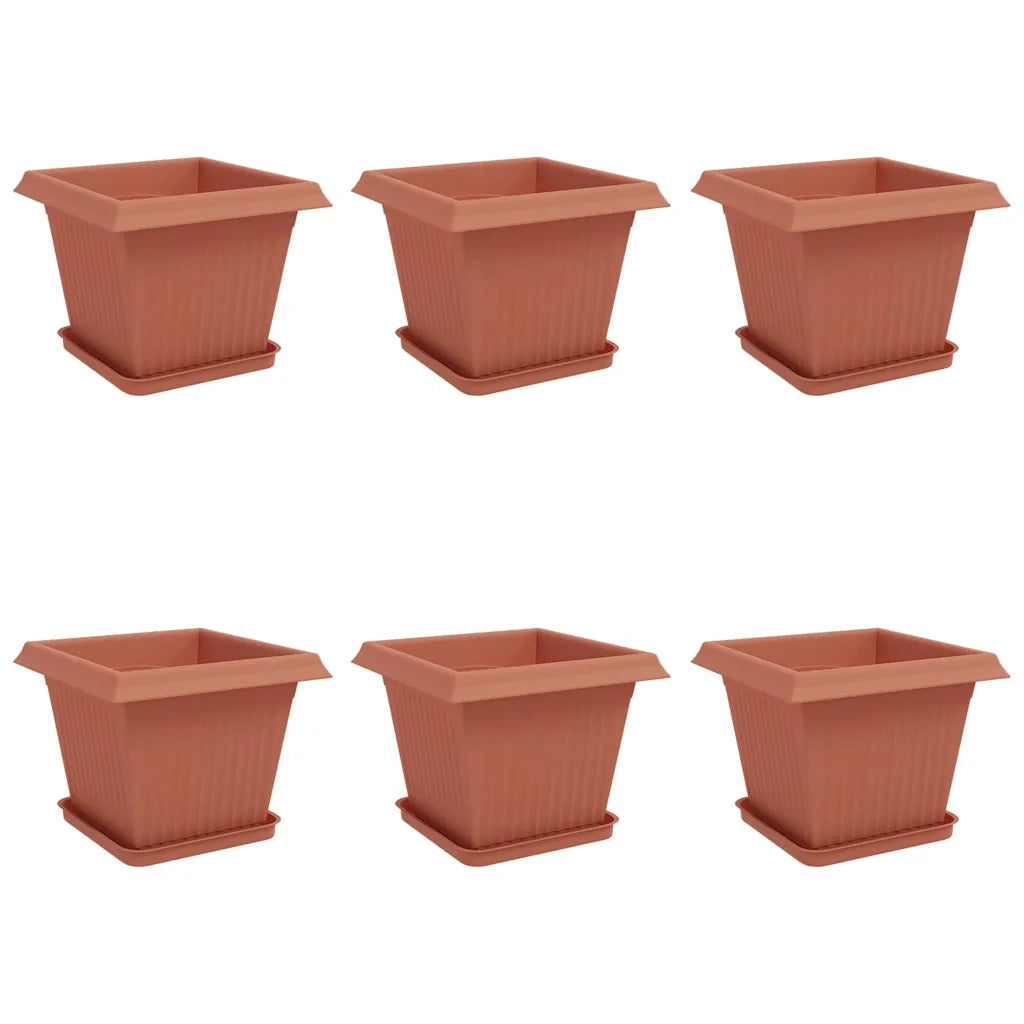 Fioriere | Cassetta per fiori | Vasi per Piante 6 pz Rosso Mattone 33 x 33 x 26 cm Plastica
