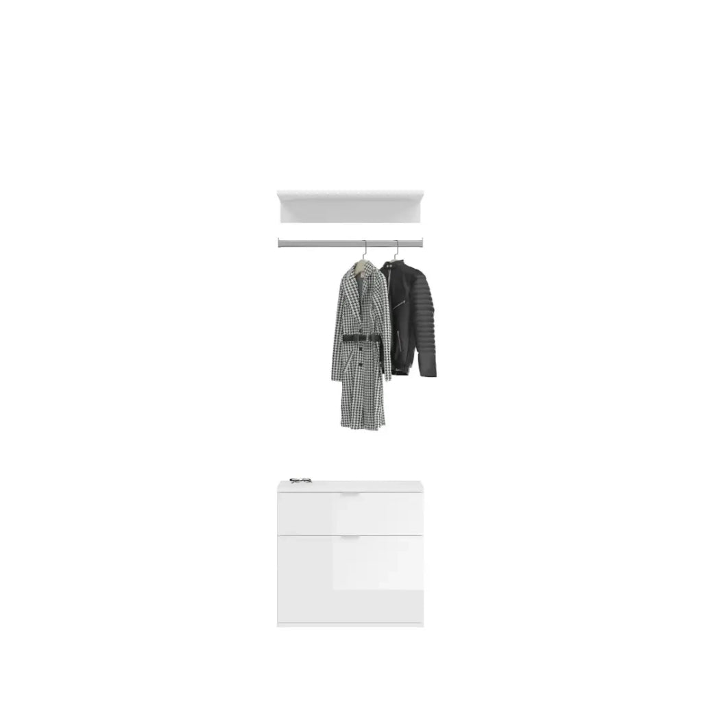 Armadio con 8 ante, 4 specchi, 2 cassetti e un guardaroba - Bianco e rovere - BODITE