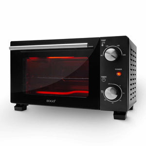 SOGO Forno Tostapane 10L 800W – Mini Forno Elettrico, Timer 30 Min, Temperatura 90-230°C, Doppio Vetro, Griglia e Teglia Incluse
