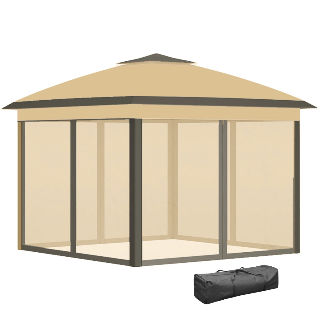 Gazebo da giardino 3x3m ¨C zephmum ¨C Pop-up con doppio tetto e zanzariere