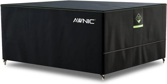 Copertura impermeabile per mobili da giardino - resistente al freddo - 420D Oxford - con ganci - tecnologia AlicanTex - impermeabile al vento - resistente ai raggi UV - copertura tavolo da giardino - rettangolare nera - 210x120x71cm