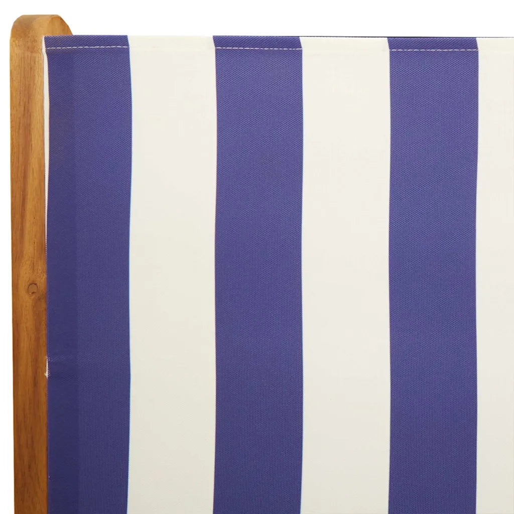 Set Pranzo Giardino 7pz Blu e Bianco Tessuto e Legno Massello 3281729