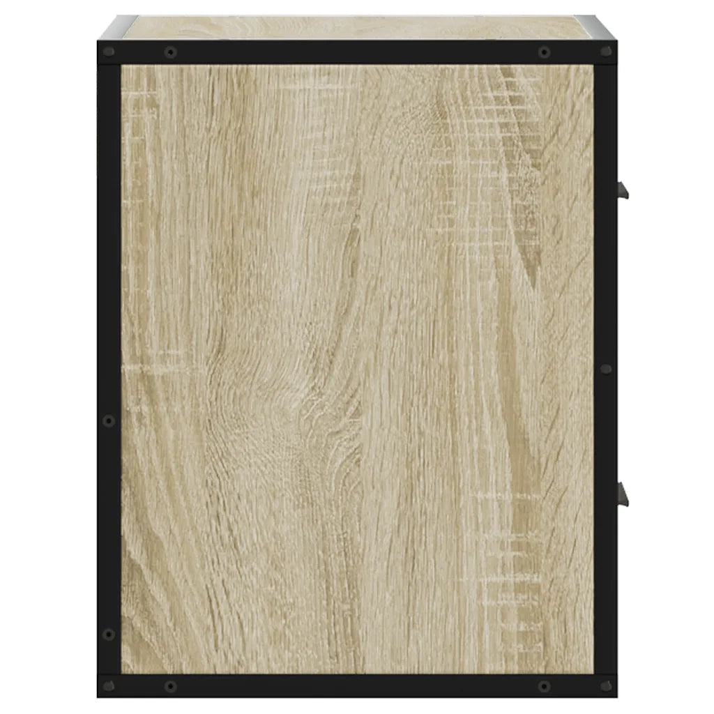 Set di 2 Comodini | Armadio da Notte | Mobiletto da notte a Muro Rovere Sonoma 40x31x39,5 cm