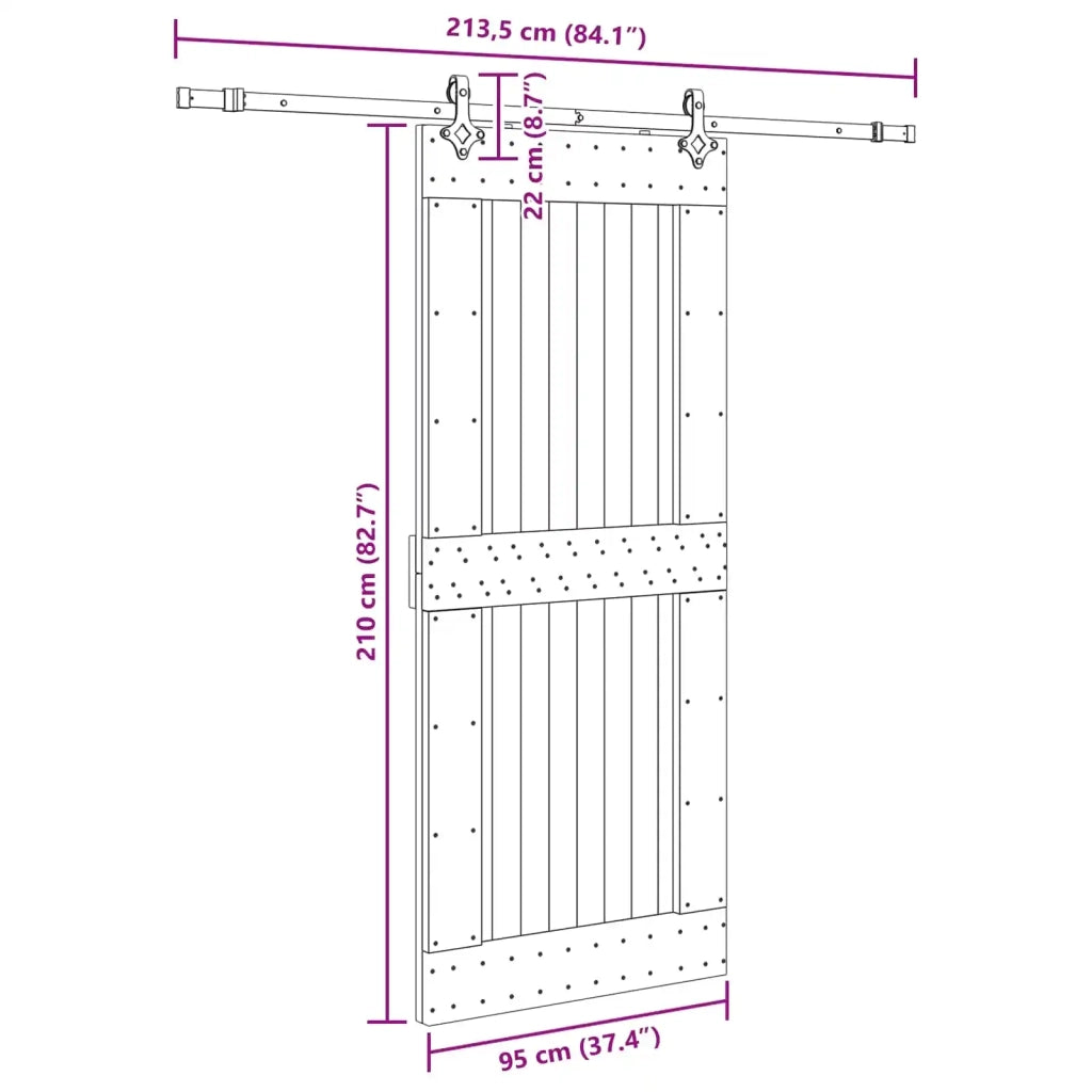 Porta scorrevole NARVIK Naturale e Nero 95 x 210 cm (213,5 cm) 3445333