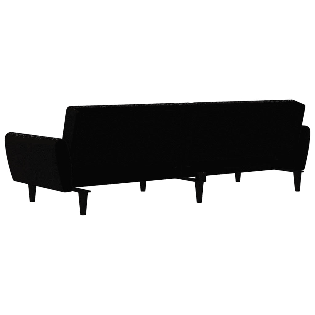 Divano Letto a 2 Posti Nero in Velluto 375863
