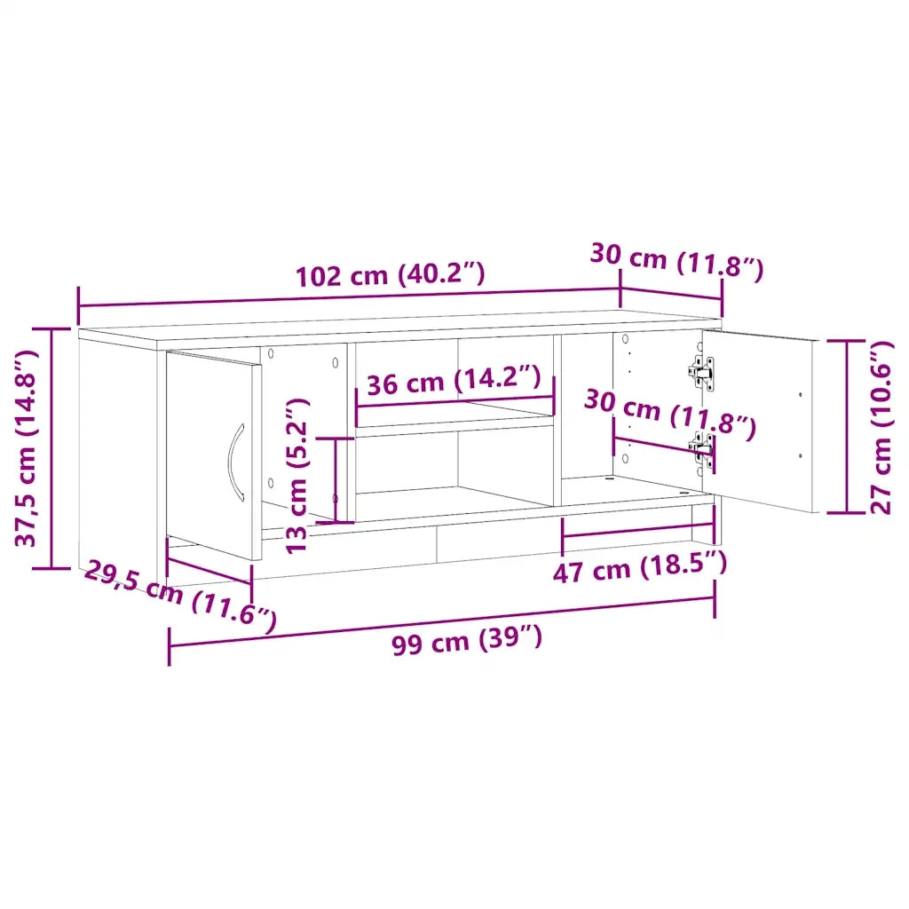 Mobile Porta TV Legno Antico 102x30x37,5 cm Legno Multistrato 855816
