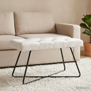 Panchina con bottoni imbottiti Bianco 80 x 40 x 46 cm Tessuto 42038368