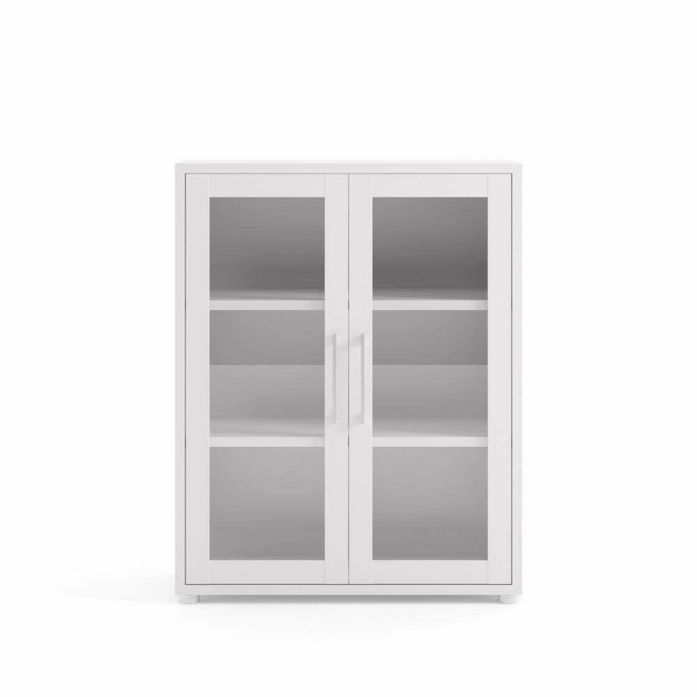 Credenza Ampezzo, Buffet da soggiorno, Madia da salotto, Dispensa da cucina, 89x40 h113 cm, Bianco