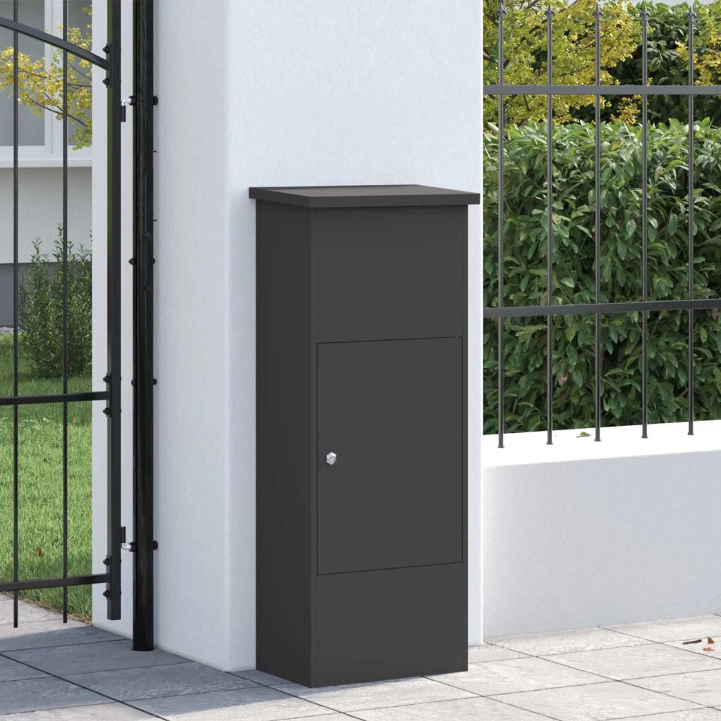 Cassetta per pacchi con porta Nero 44,5 x 29 x 110,5 cm Acciaio 874926