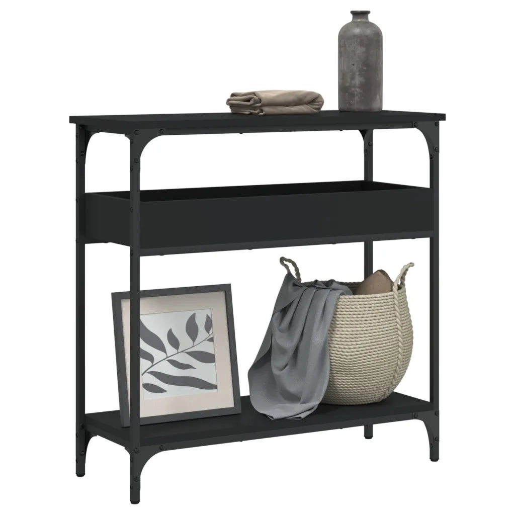 Tavolo Consolle con Ripiano Nero 75x29x75cm Legno Multistratocod mxl 110376