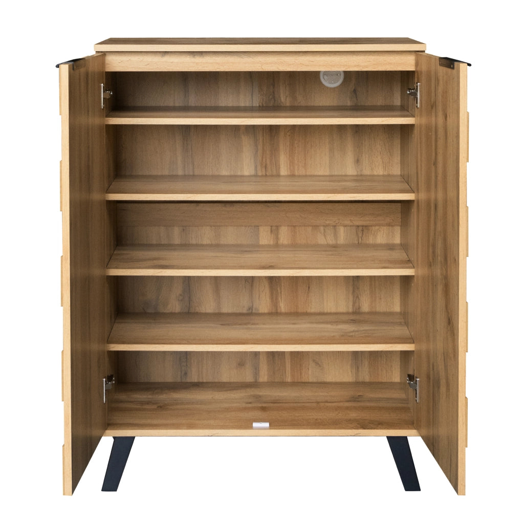 Scarpiera moderna con 4 ripiani regolabili, 80,5 x 35 x 109,5 cm, finitura legno
