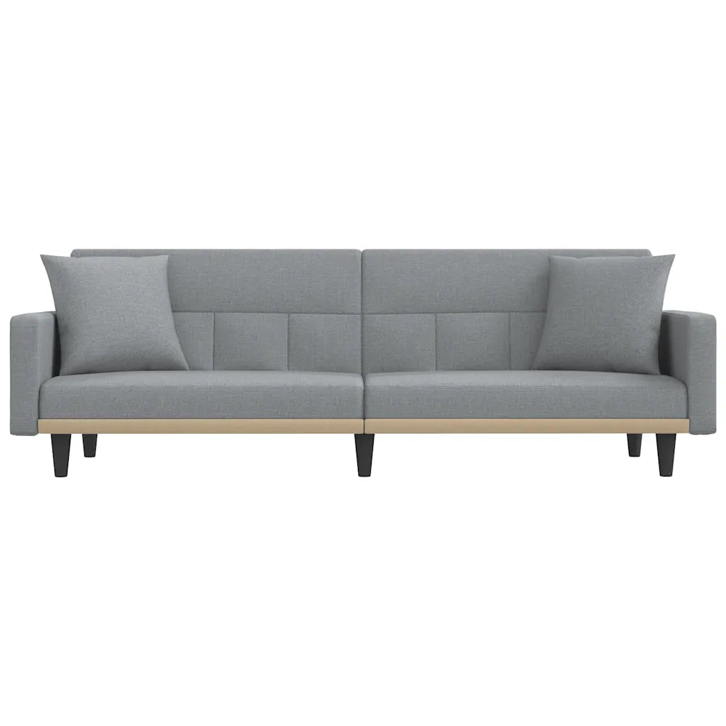 Divano Letto con Cuscini Grigio Chiaro in Tessuto 351875