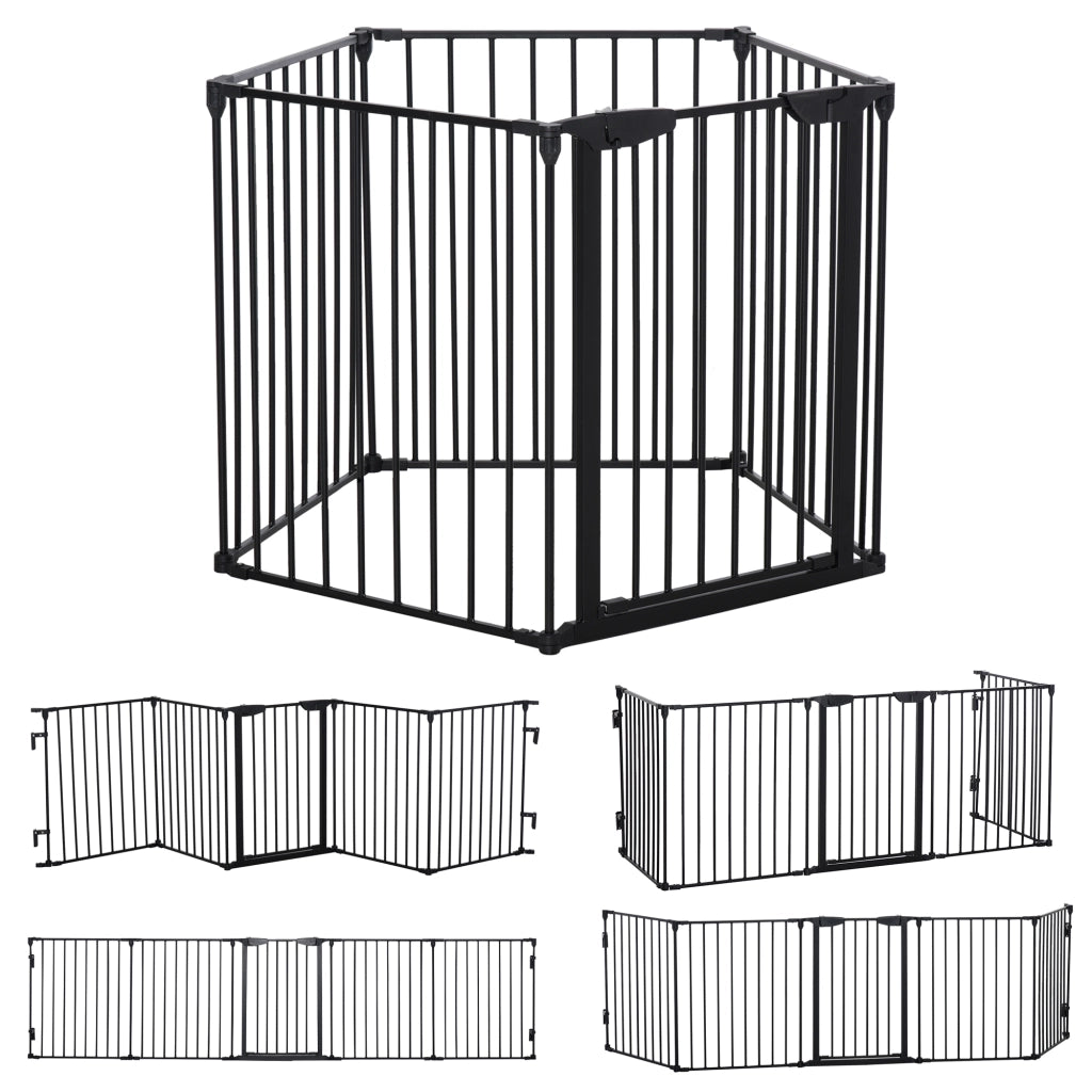 Cancello per bambini e animali domestici ¨C zephmum ¨C nero, metallo, 300x74.5x3 cm