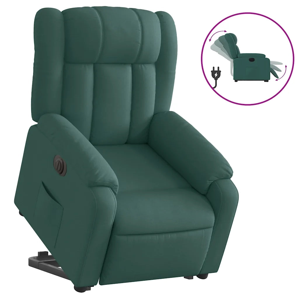Poltrona Alzapersona Reclinabile Elettrica Verde Scuro Tessuto 3205346
