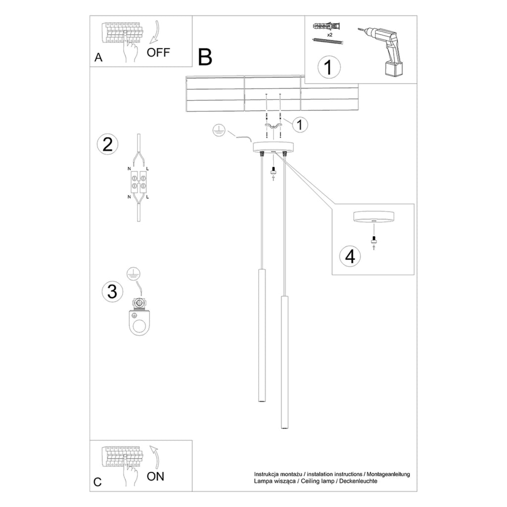 Lampada sospesa bianca 2 tubi 2xG9 Velino Pure Lume