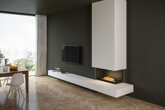 Camino a Bioetanolo da Incasso 80x45 cm Inside P800 V2 Angolo a Destra Nero con Vetro