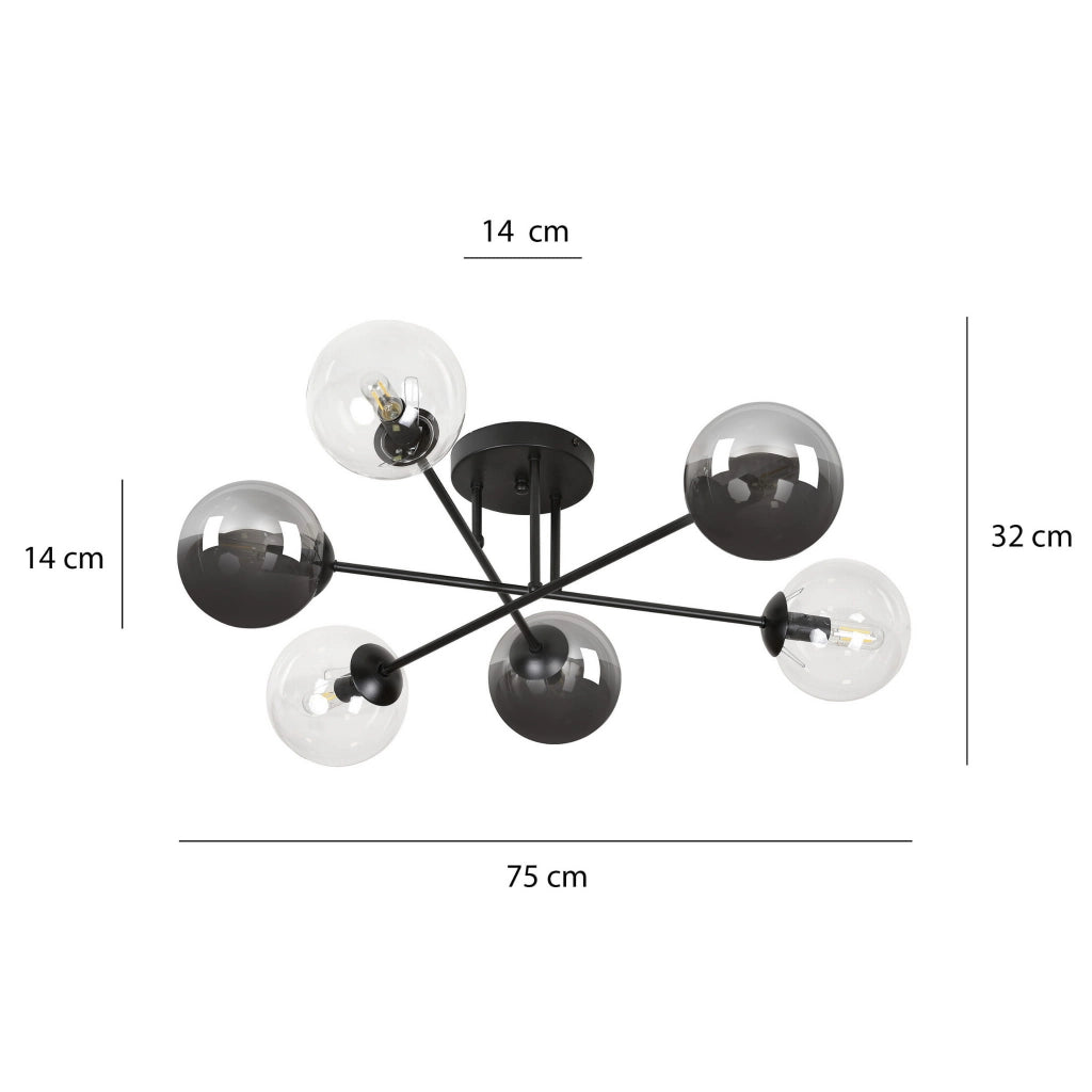 Lampadario Emibig Brendi 6xE14 nero vetro multicolore