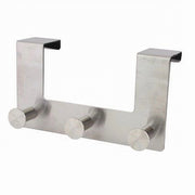 Trade Shop - Appendiabiti Da Porta Con 3 Ganci 19.5 X 11.5cm Silver Asciugamani Vestiti 87784 -