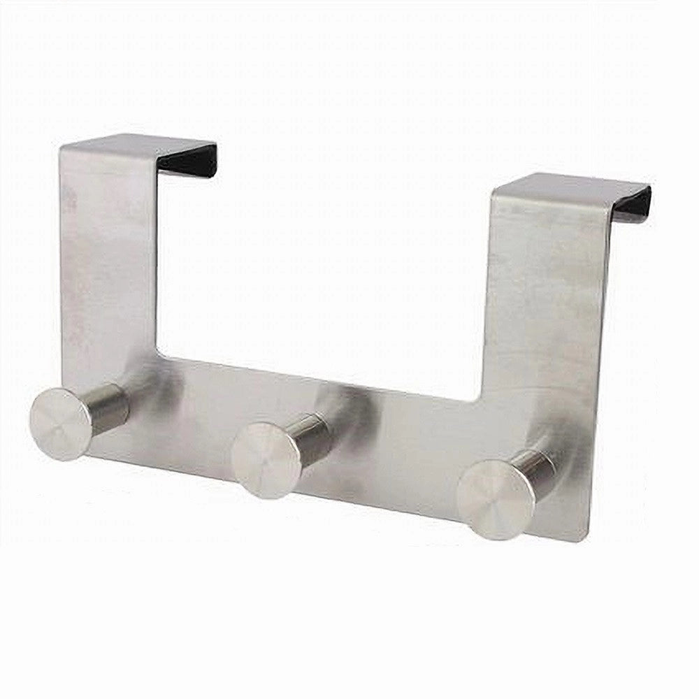Trade Shop - Appendiabiti Da Porta Con 3 Ganci 19.5 X 11.5cm Silver Asciugamani Vestiti 87784 -