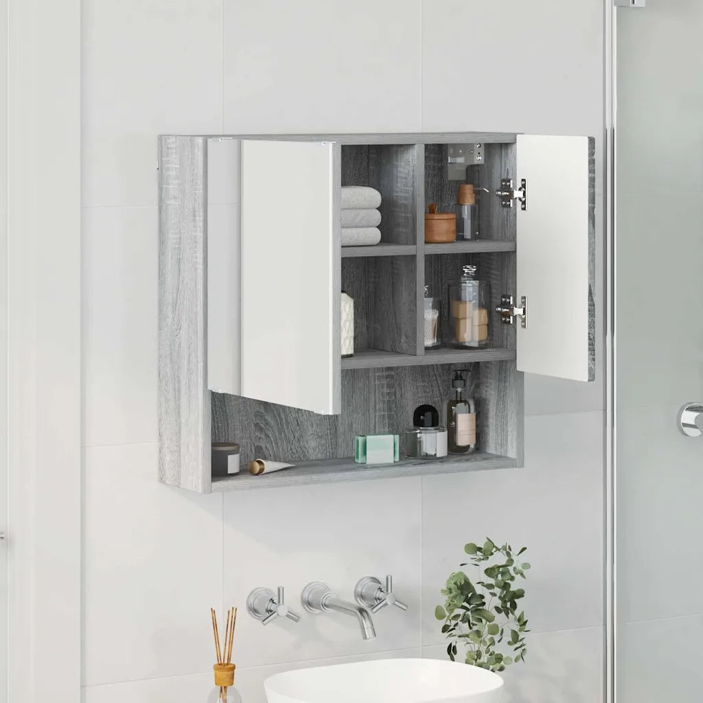 Mobiletto per specchio con porta Grigio Sonoma 59 x 17 x 55 cm 883370