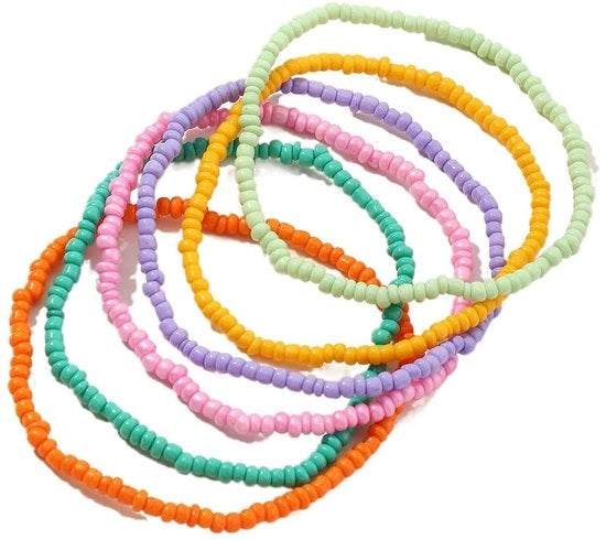 Anello per caviglia unico manufatto a mano - 7 perle anello per caviglia - Ornamenti colorati a più strati - Flessibile e duraturo - Leggero e comodo - Anello per caviglia per braccio