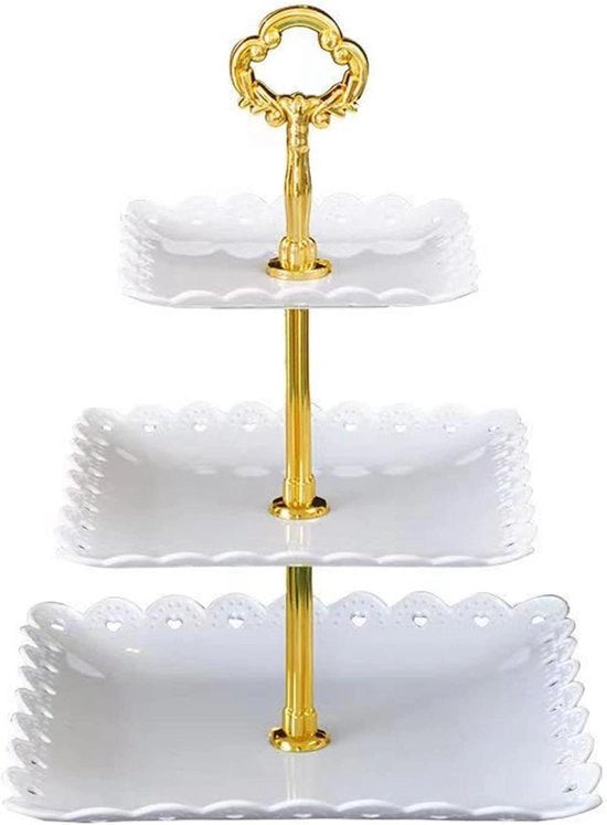 Stand per dessert standard per cupcakes, frutta e dolci - Bianco (Quadrato) - Ideale per matrimoni, uso domestico, compleanni e feste del tè