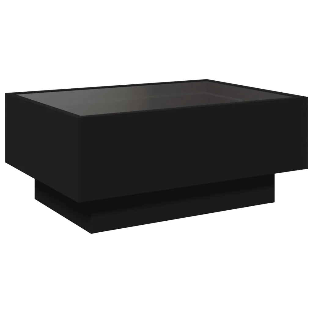 Tavolino Salotto con LED Nero 70x50x30 cm Legno Multistrato 847512