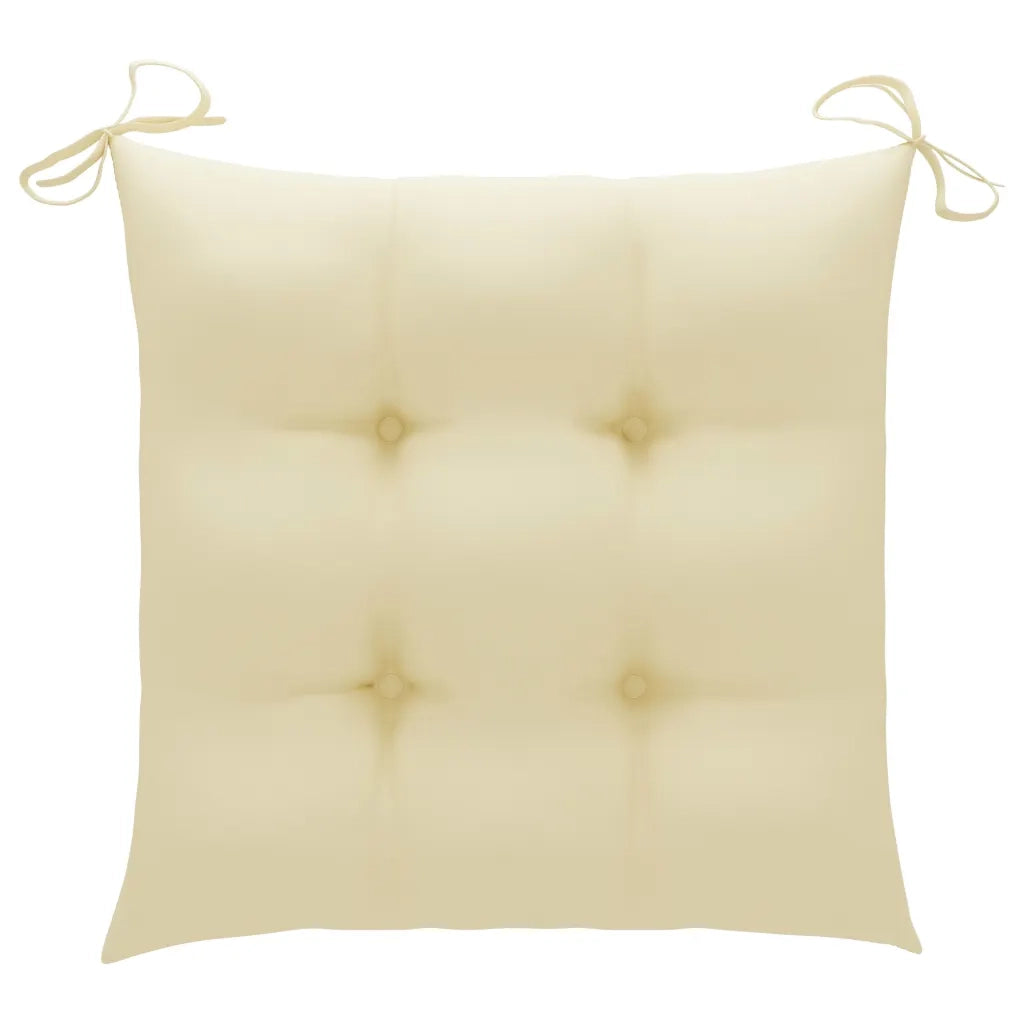 Sedie da Giardino 6 pz e Cuscini Bianco Crema Massello di Teak 3073048
