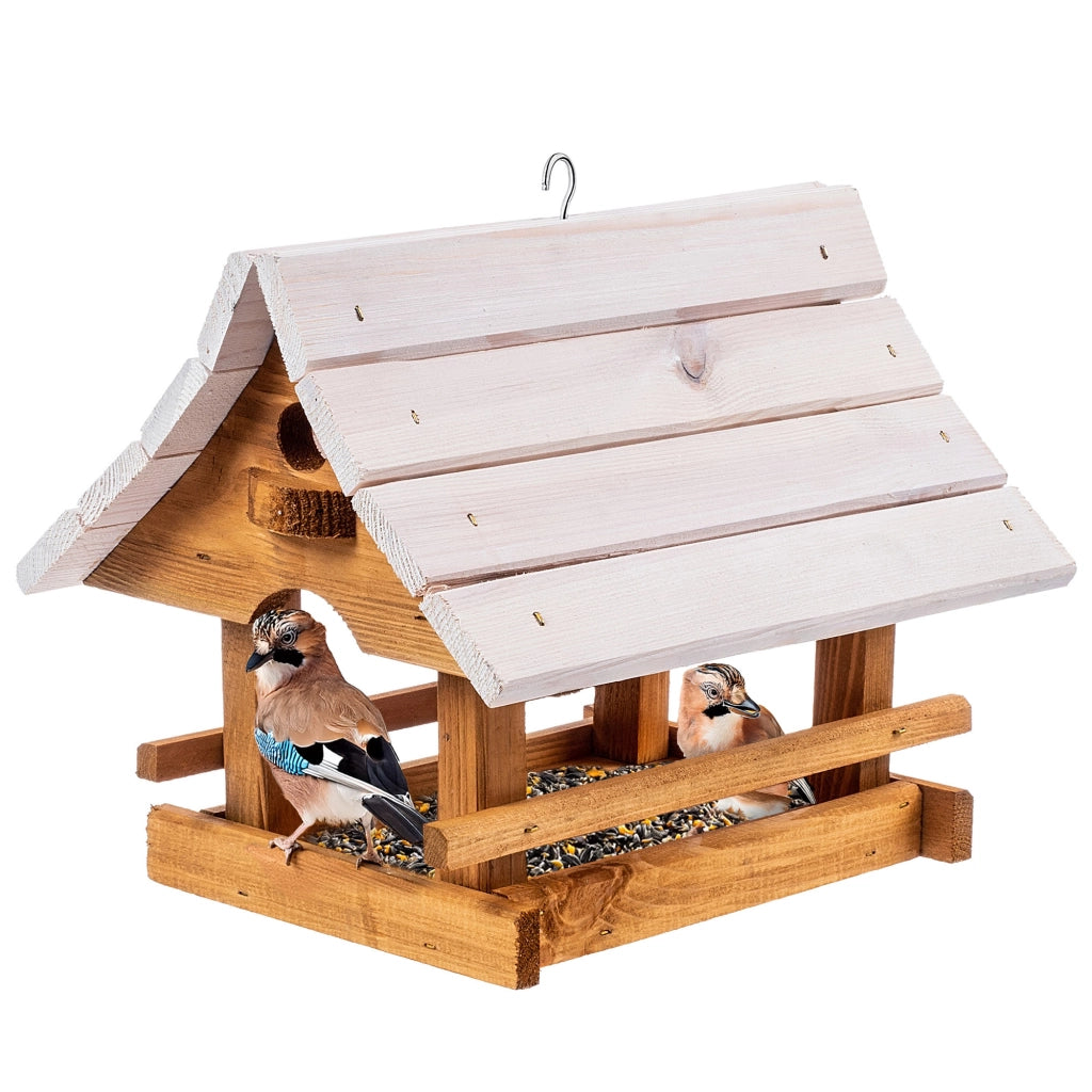 KADAX Grande mangiatoia per uccelli in legno da appendere, decorazione da giardino.