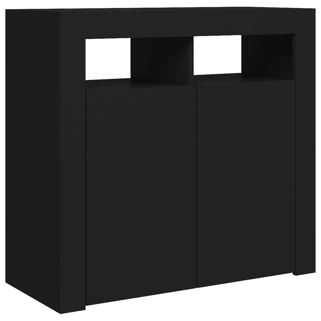 Buffet credenza cassettiera armadio mobile contenitore organizer per cucina soggiorno salotto con luci LED 80 x 35 x 75 cm nero 02_0030044
