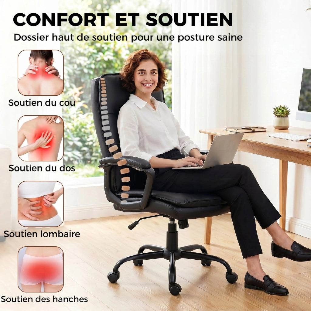 Sedia da ufficio ergonomica in similpelle reclinabile ¨C zephmum ¨C nero