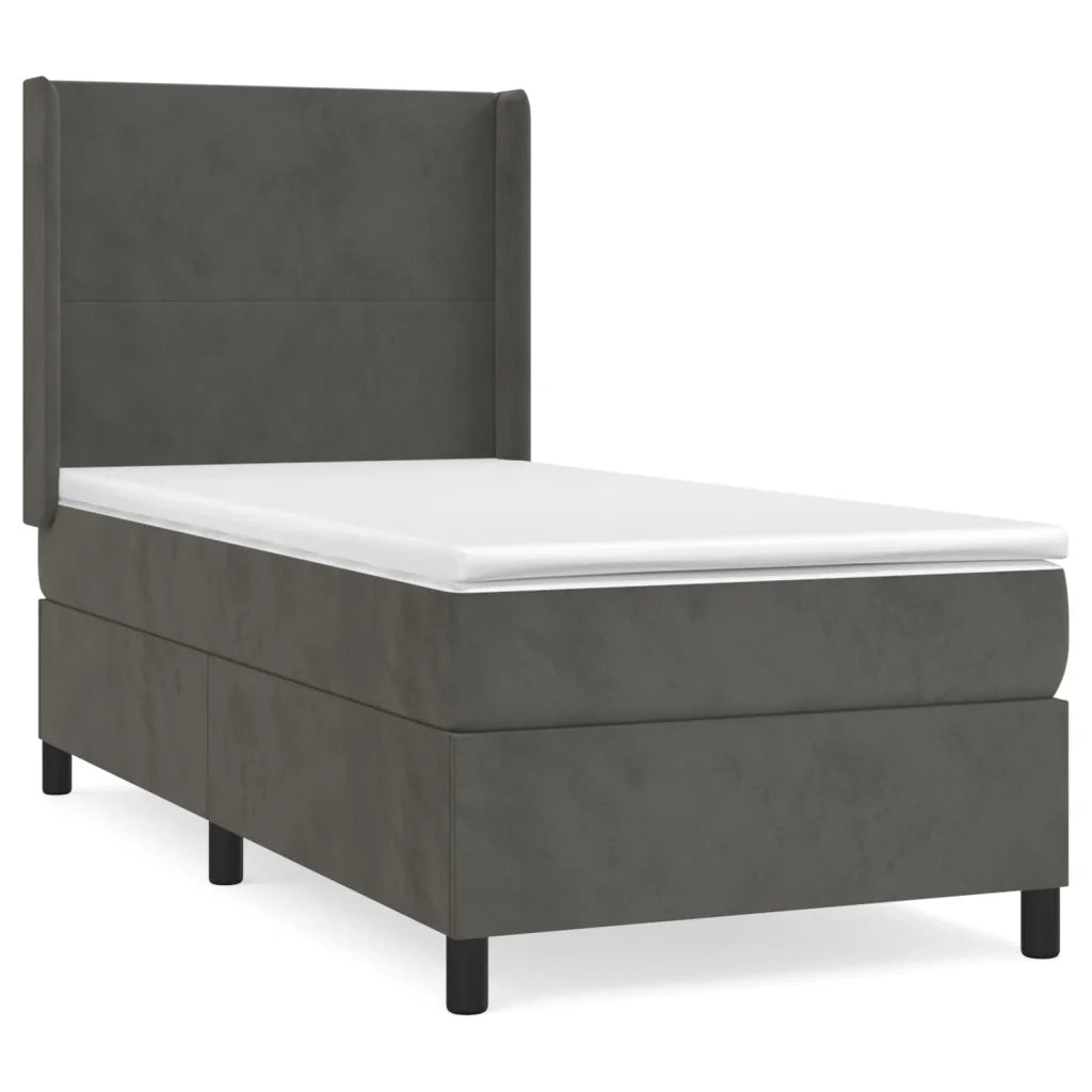 Giroletto a Molle con Materasso Grigio Scuro 90x190 cm Vellutocod mxl 99595
