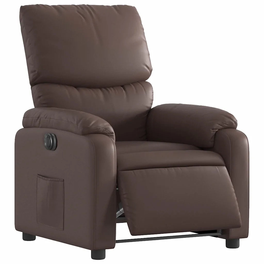 Poltrona | Sedia Relax Reclinabile Elettrica Marrone in Similpelle
