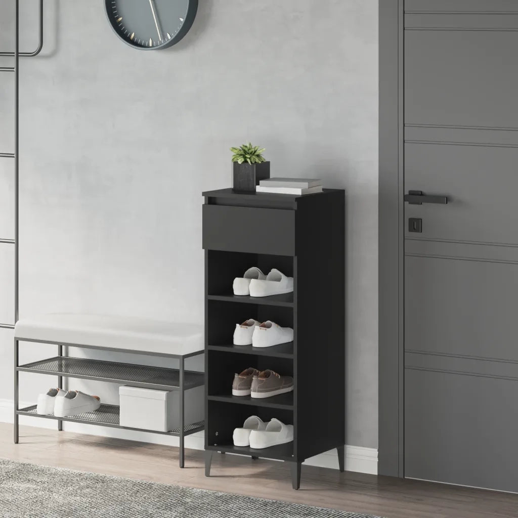 Scarpiera-Scaffale per scarpe Nera 40x36x105 cm in Legno Multistrato 888954