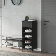 Scarpiera-Scaffale per scarpe Nera 40x36x105 cm in Legno Multistrato 888954