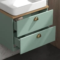 kleankin Set di Mobili da Bagno con Mensole Regolabili, 2 Cassetti, Design Scandinavo, Verde