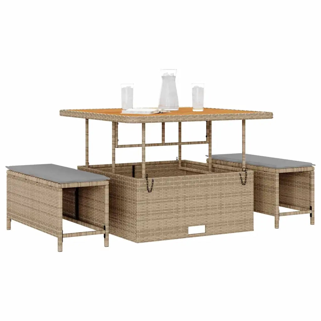 Set da Pranzo per Giardino | Set Salotto da Giardino Beige polyrattan